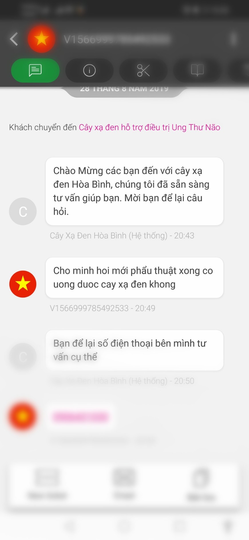 Câu hỏi của khách hàng mới mổ xong có dùng được cây xạ đen không Câu hỏi của khách hàng mới mổ xong có dùng được cây xạ đen không